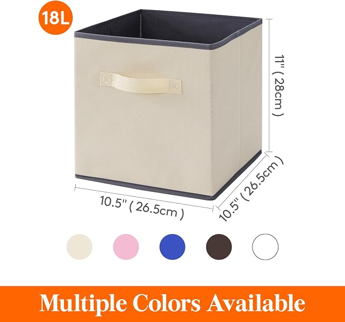 Lifewit Storage Cubes, 11 Inch Organizer Bins, 18L Beige, 12 Packs | Foldable - Image 5