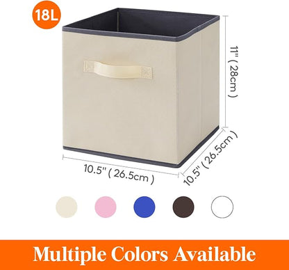 Lifewit Storage Cubes, 11 Inch Organizer Bins, 18L Beige, 12 Packs | Foldable - Image 5