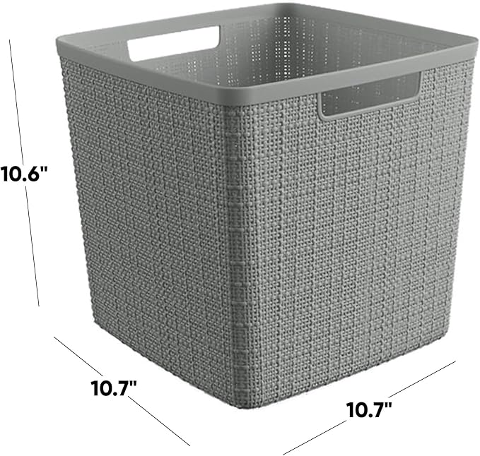 Curver Set of 4 Large Cube 17L Jute Decorative Plastic Organization and Storage - Image 2