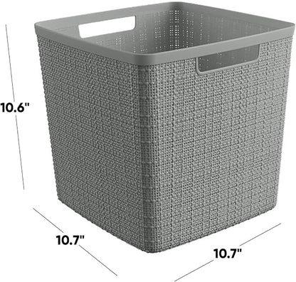 Curver Set of 4 Large Cube 17L Jute Decorative Plastic Organization and Storage - Image 2