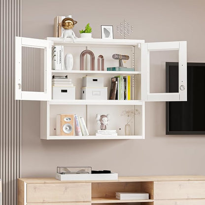 VINGLI Metal Wall Cabinet with Locking Glass Doors, Adjustable Shelf, Wall by VINGLI