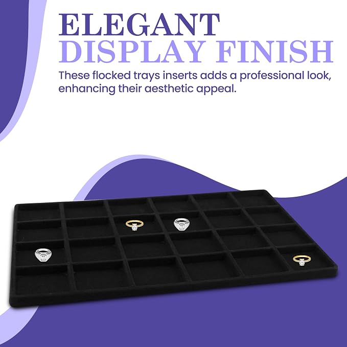 Novel Box 5 Pack 24-Slot Black Liner Jewelry Storage Tray Inserts 14.75x8.25x1 - Image 5