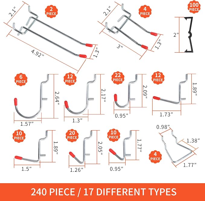240PCS Pegboard Hooks Assortment, Pegboard Accessories Organizer Kit - Image 2