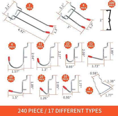 240PCS Pegboard Hooks Assortment, Pegboard Accessories Organizer Kit - Image 2