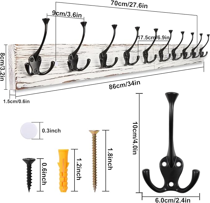 IBosins 34'' Coat Rack Wall Mount - Image 7