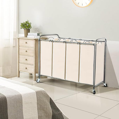 STO STO Laundry Sorter 4 Section, 4 Bag Laundry Hamper, Rolling Laundry Cart - Image 2