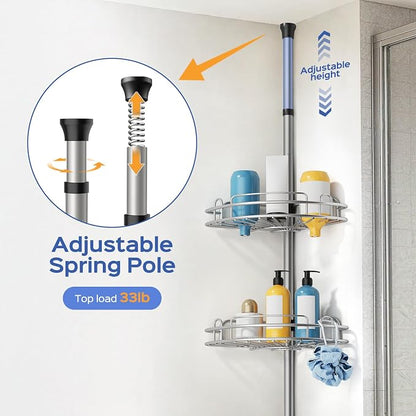 HAMITOR Shower Caddy Tension Pole: 4-Tier Corner Rustproof Bathroom Organizer - Image 4