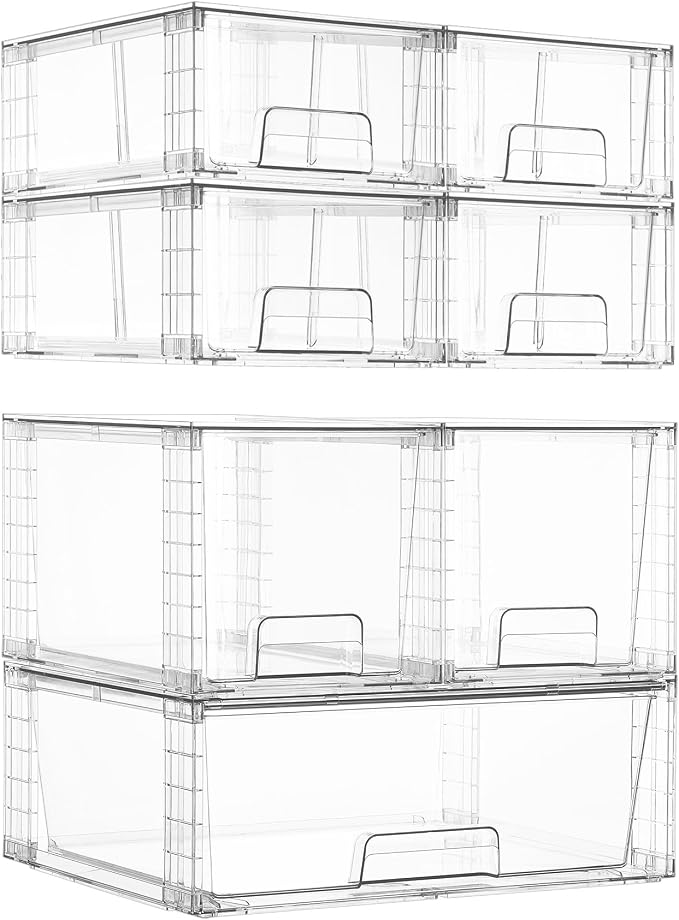 Vtopmart 7 Pack Stackable Storage Drawers, Easily Assemble Clear Plastic by Vtopmart