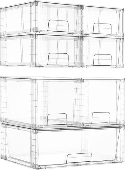 Vtopmart 7 Pack Stackable Storage Drawers, Easily Assemble Clear Plastic by Vtopmart