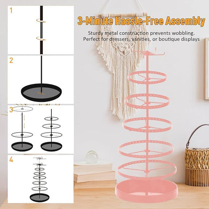 17Dec 6 Tier Rotating Jewelry Organizer Stand, 230 Holes Earring Holder - Image 5