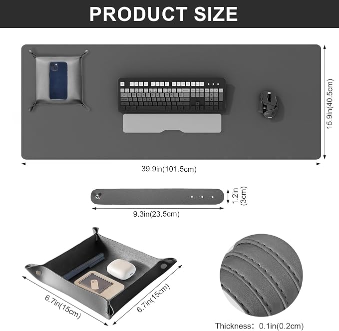 DAWNTREES Dual Sided Desk Mat, Leather Desk Pad, Cork Desk Mat Protector - Image 3