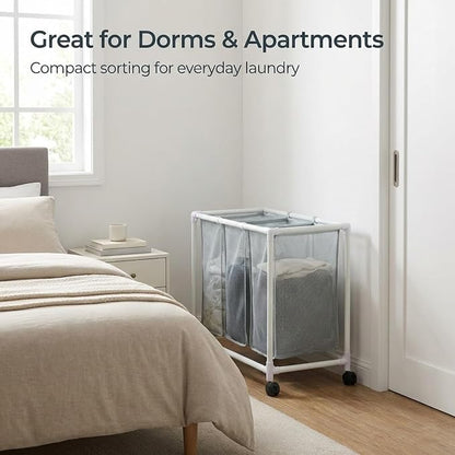 3 Section Laundry Hamper with Wheels & Lid, Large Rolling Laundry Basket - Image 9