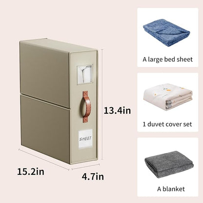 4 Pack Bed Sheet Storage Organizers- Premium Fabric Closet Organizer - Image 3