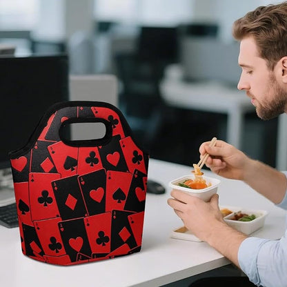 Playing Cards Red Black Ace Lunch Bag Cooler Bag Tote Bags | Reusable Portable - Image 5