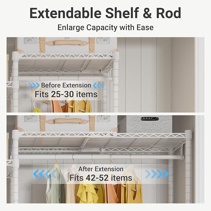 VIPEK X3 Plus Large Expandable Closet Rack Adjustable from 5'10" to 8'8" - Image 6