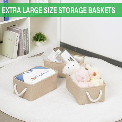 Bidtakay Small Storage Baskets for Shelves 3 Pack Fabric Storage Bins for - Image 3