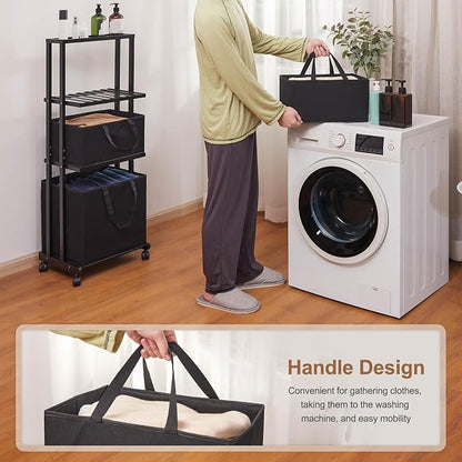 Homde Laundry Basket 3 Tier Bamboo Storage Shelf - Image 5