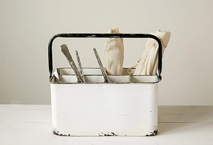 Creative Co-Op Distressed White Metal Caddy - Image 4