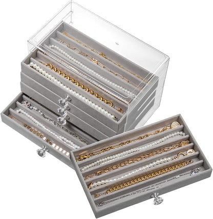SPAKOWN Necklace Organizer Box, Velvet Necklace Box Holder Tray - Image 4