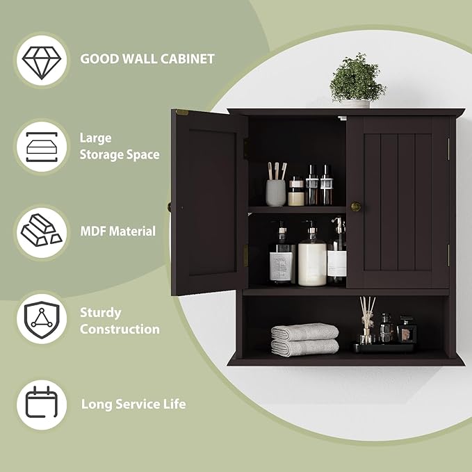 Smuxee Brown Bathroom Cabinet Wall Mounted, Small Medicine Cabinet - Image 6