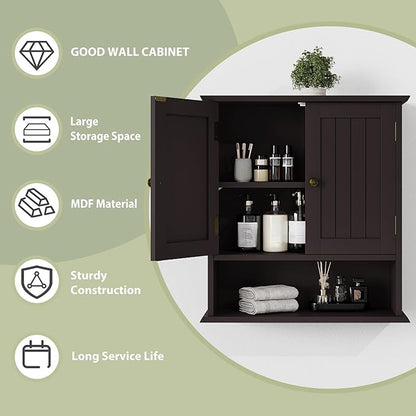 Smuxee Brown Bathroom Cabinet Wall Mounted, Small Medicine Cabinet - Image 6