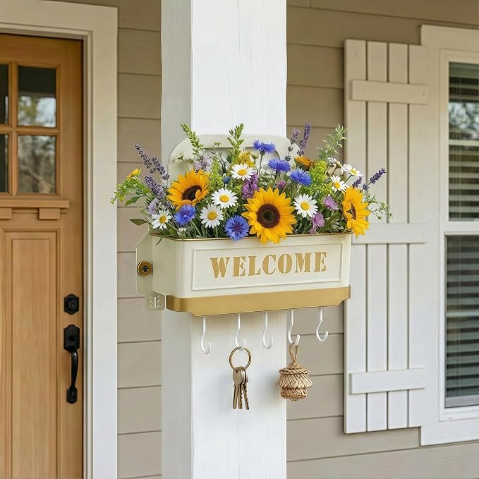 Truck Farmhouse Key Rack & Rustic Metal Wall Planter, Wall Mounted Flower Pot - Image 2