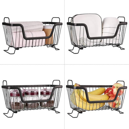 LOTTS Stackable Wire Basket, Metal Pantry Basket, Storage Organizer Bin - Image 2