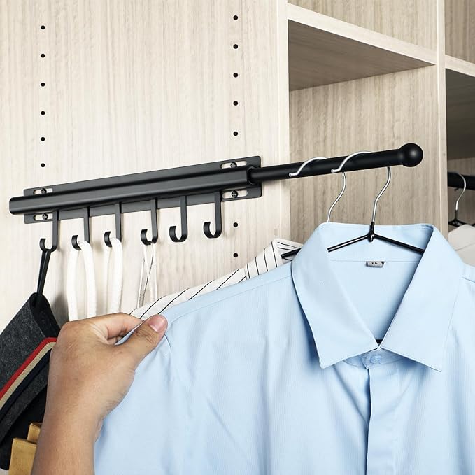 BaiNong Valet Rod for Closets Pull Out 16.5" Black by BaiNong