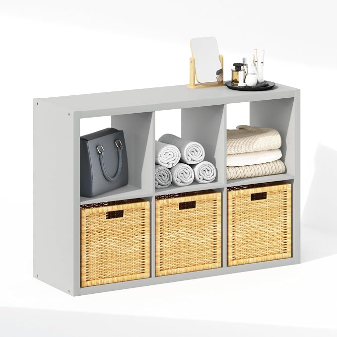 Furinno Cubic Extra Thick 6-Cube Closet Organizers and Storage, Light Grey | - Image 5
