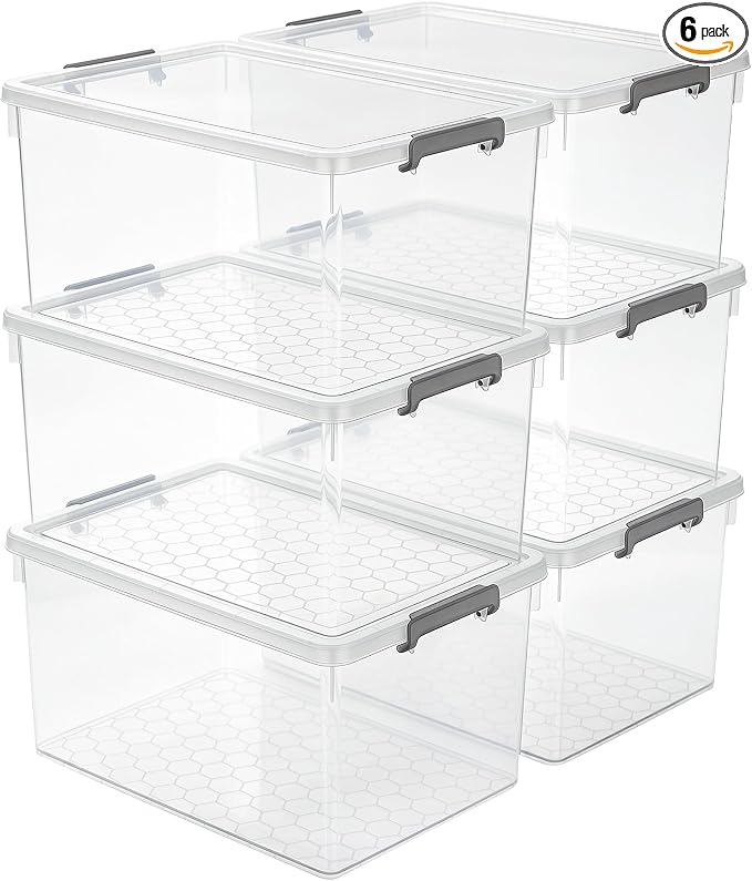 Citylife 69 QT 6 Packs Plastic Storage Bins by Anywish