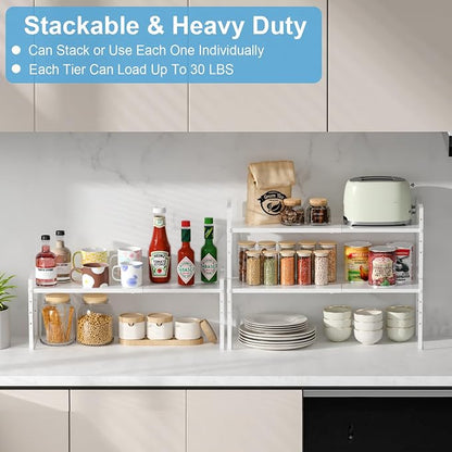 15.5 to 25.5 Inch Kitchen Cabinet Shelf Organizers, Adjustable Kitchen Counter - Image 5