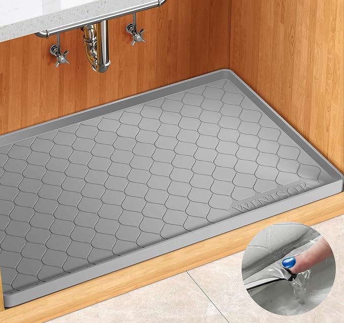 Silicone Under Sink Mat 22" x 22", kitchen Essentials and Gadgets, Shelf liner by Winisok