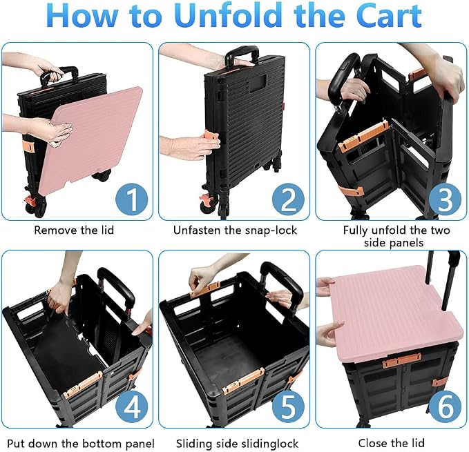 Quick Utility Cart Folding Portable Rolling Crate Handcart - Image 2