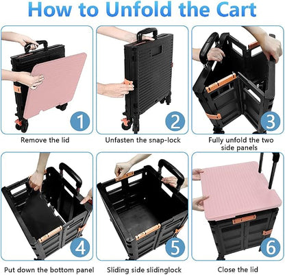 Quick Utility Cart Folding Portable Rolling Crate Handcart - Image 2