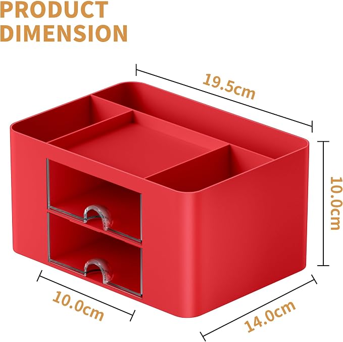 Marbrasse Pen Organizer with 2 Drawer, Desk Organizers and Accessories with 5 - Image 4