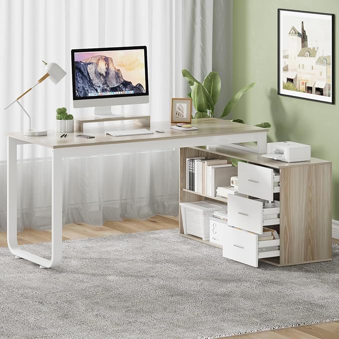 55 Inch Reversible L Shaped Computer Desk - Image 7