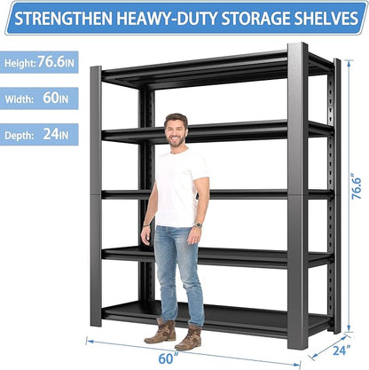 5-Tier Garage Shelving Heavy Duty, 3000 LBS Capacity Metal Storage Rack 76" H x - Image 2