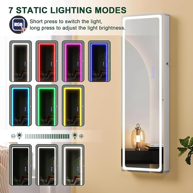 HNEBC LED Mirror Jewelry Cabinet - Image 9