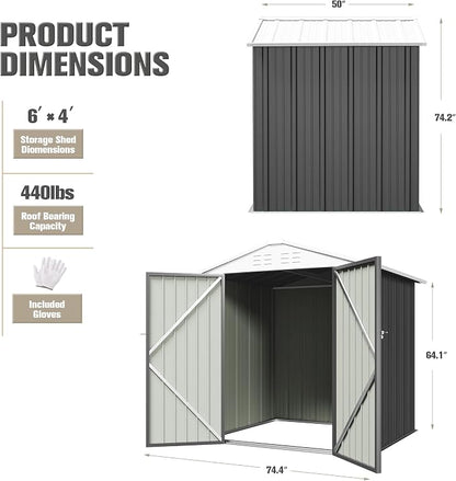 JUMMICO Metal Outdoor Storage Shed 6 x 4 FT Metal Shed - Image 5