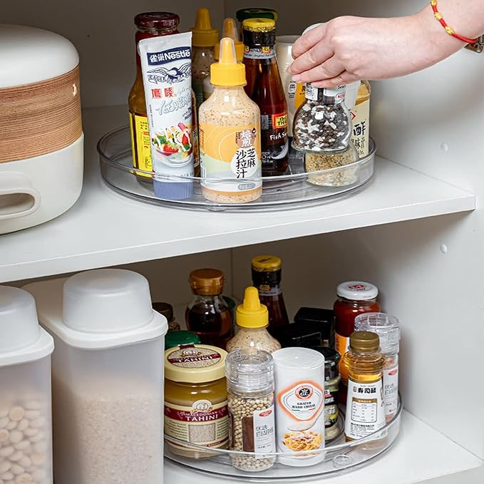 URALFA 2-Pack Lazy Susan Cabinet Organizer, Plastic Rotating Round Lazy Susan - Image 2