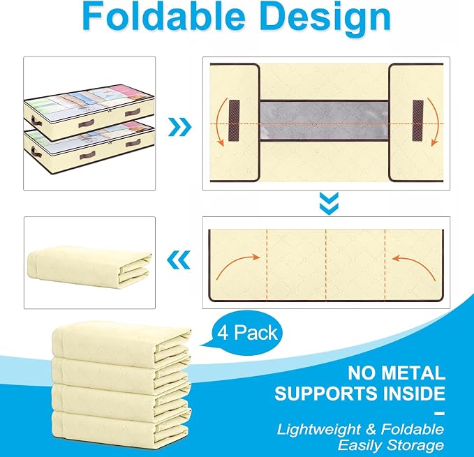 90L Under Bed Storage Containers, Closet Organizers and Storage Bins, Foldable - Image 5
