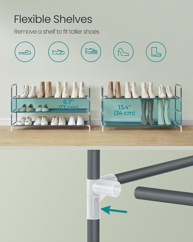 SONGMICS 3-Tier Shoe Rack, Shoe Storage - Image 6