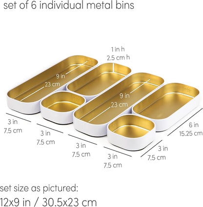 Three by Three Seattle 6 Piece Shallow Metal Organizer Tray Set - Image 3