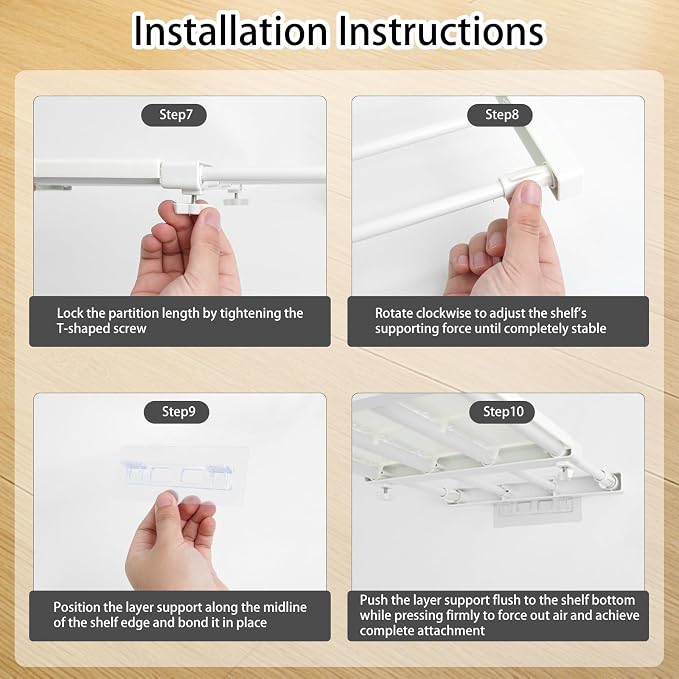 5 Pcs Closet Tension Shelf Rod Expandable Adjustable 10.83-18.3 inch Shelf - Image 7