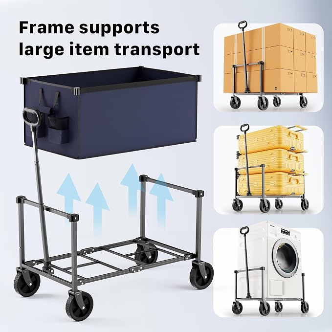 29.3" Collapsible Wagon Cart, 150L Heavy Duty Folding Utility Wagon - Image 8