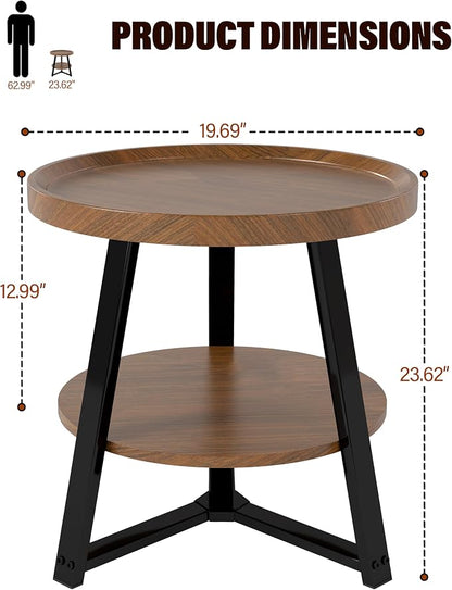 Small Round End Table, 2-Tier Side Table - Image 3