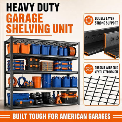 Garage Shelving Unit, 3000LBS Heavy Duty 5-Tier Metal Storage Shelves, - Image 5