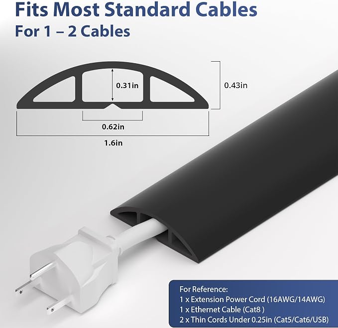 ZhiYo 10ft Cord Covers for Wires on Floor, Cord Hider Floor Hide Extension Cords - Image 2