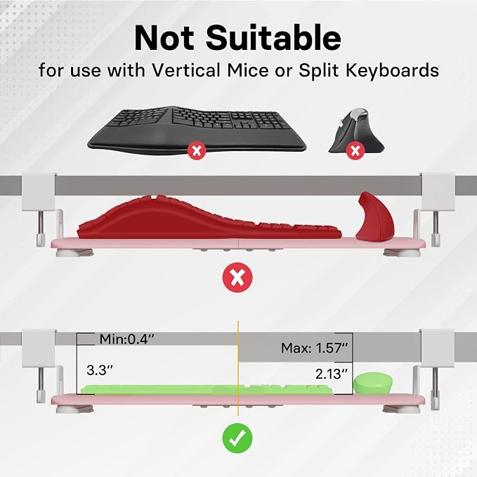 BONTEC KMT01 Under Desk Keyboard Tray, Pull-Out Keyboard & Mouse Platform - Image 5