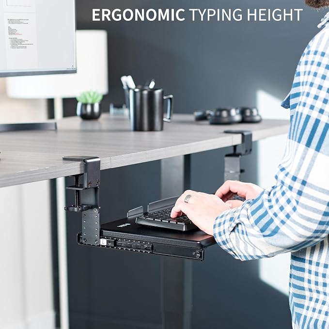 VIVO Large Height Adjustable Under Desk Keyboard Tray, C-clamp Mount System - Image 9
